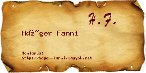 Höger Fanni névjegykártya